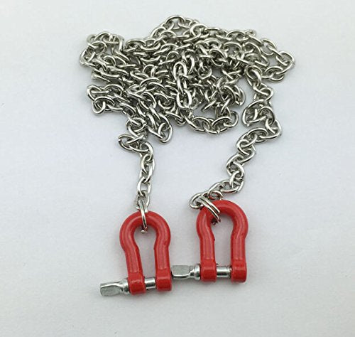 1/10 Scale RC Tow Chain with Red Shackles – LAFEINA Metal Decoration Accessory for Crawler (100 cm)