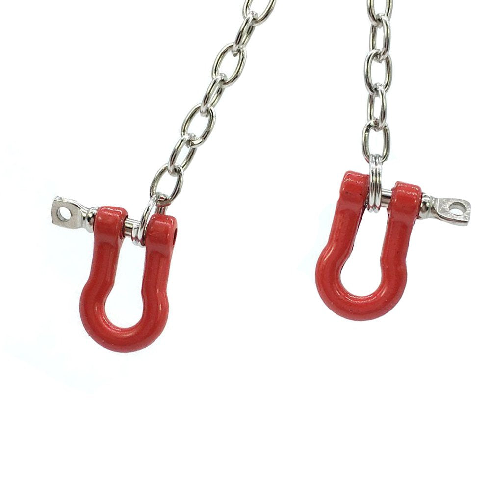 1/10 Scale RC Tow Chain with Red Shackles – LAFEINA Metal Decoration Accessory for Crawler (100 cm)