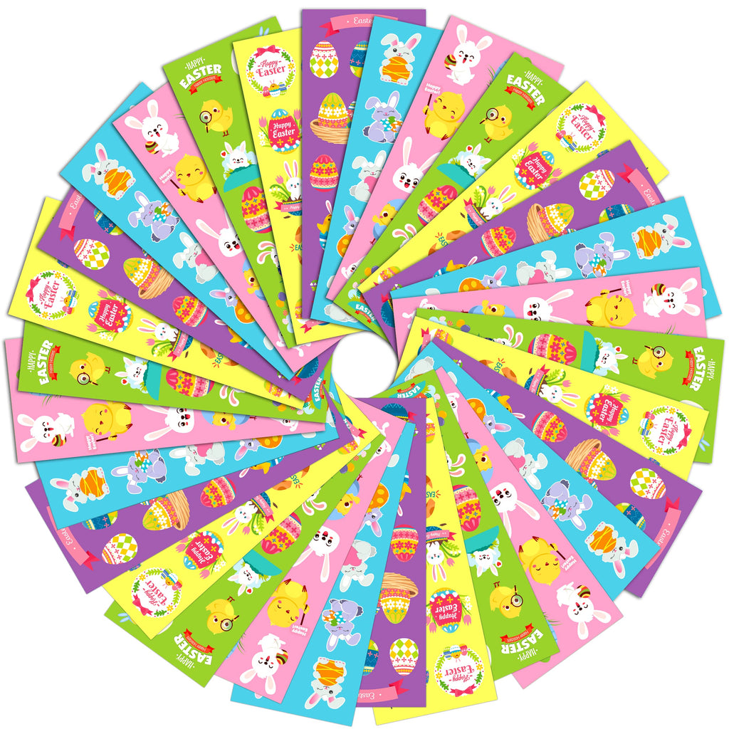 1100 Assorted Easter Stickers for Kids - 55 Designs, Reusable Vinyl