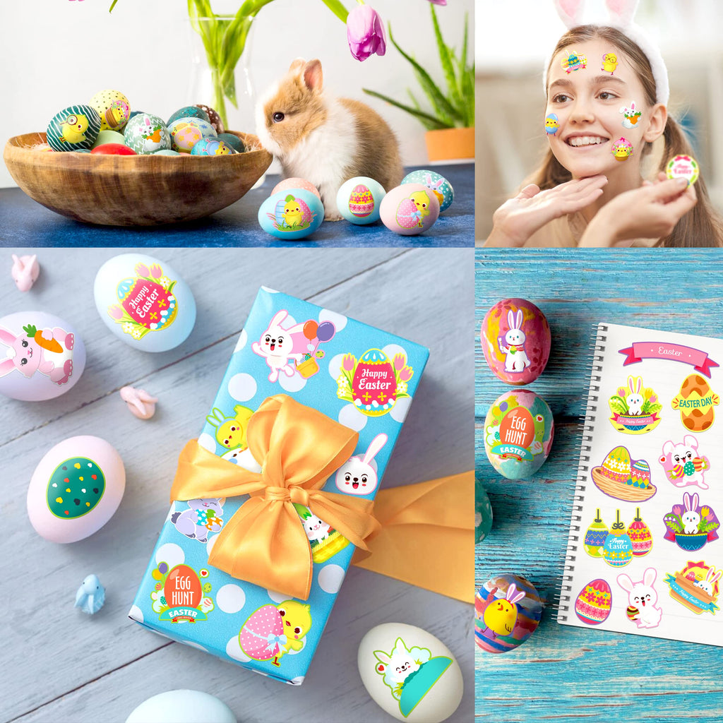 1100 Assorted Easter Stickers for Kids - 55 Designs, Reusable Vinyl