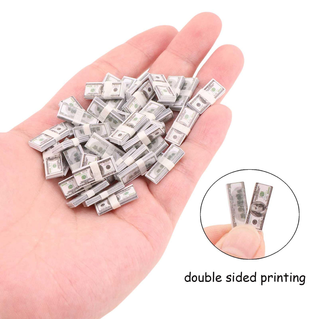 1:12 Scale Miniature Doll Accessories Set – 400 Pcs Fake Money, Playing Cards & Wine Bottle for Dollhouse