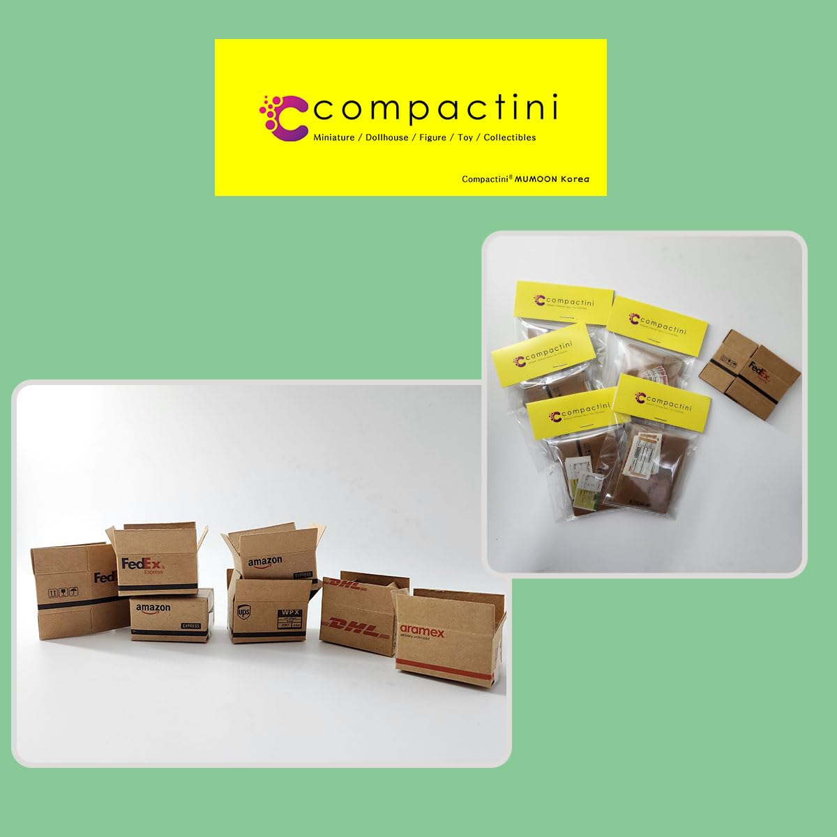 1:12 Scale Miniature Shipping Box Kit – 5 Unfolded Craft Paper Boxes with Shipping Labels for Dollhouse