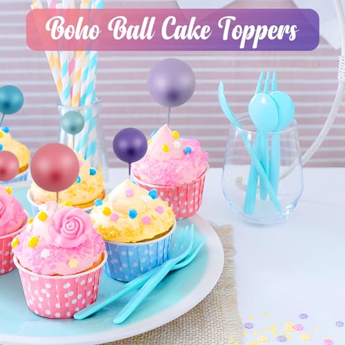 115-Piece Acmee Ball Cake Toppers Set - Mini Foam Balloon Cupcake Picks for DIY Cakes in Pink, Purple, Rose Gold, Blue