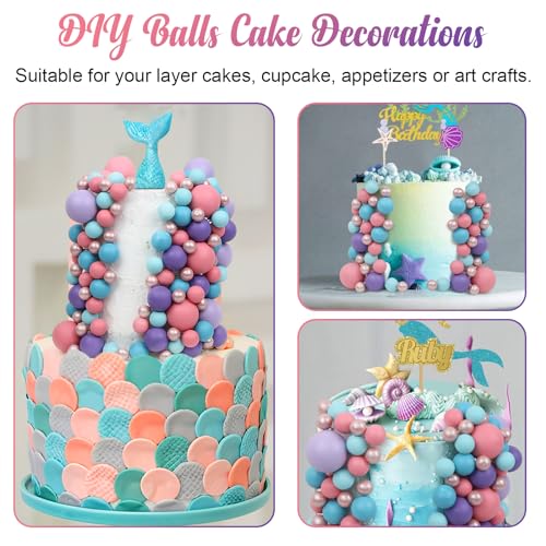 115-Piece Acmee Ball Cake Toppers Set - Mini Foam Balloon Cupcake Picks for DIY Cakes in Pink, Purple, Rose Gold, Blue