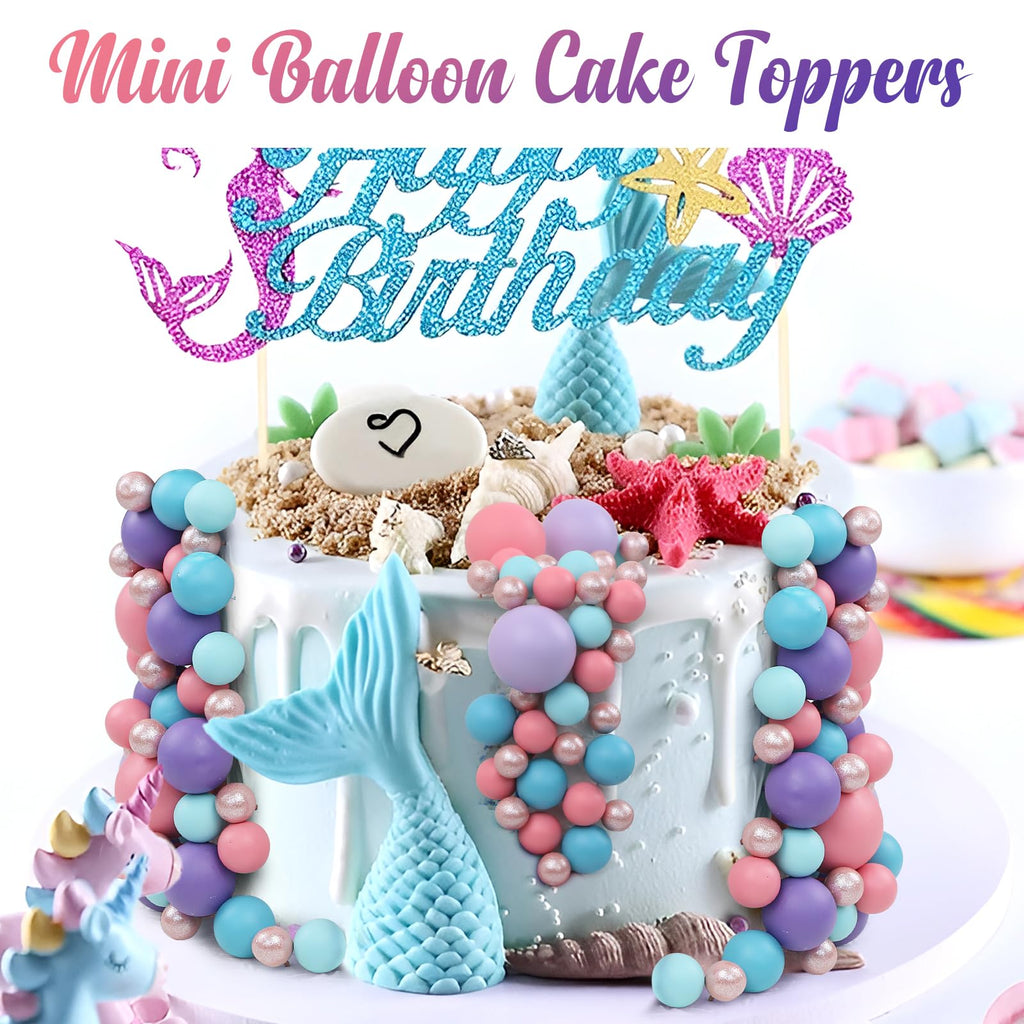 115-Piece Acmee Ball Cake Toppers Set - Mini Foam Balloon Cupcake Picks for DIY Cakes in Pink, Purple, Rose Gold, Blue