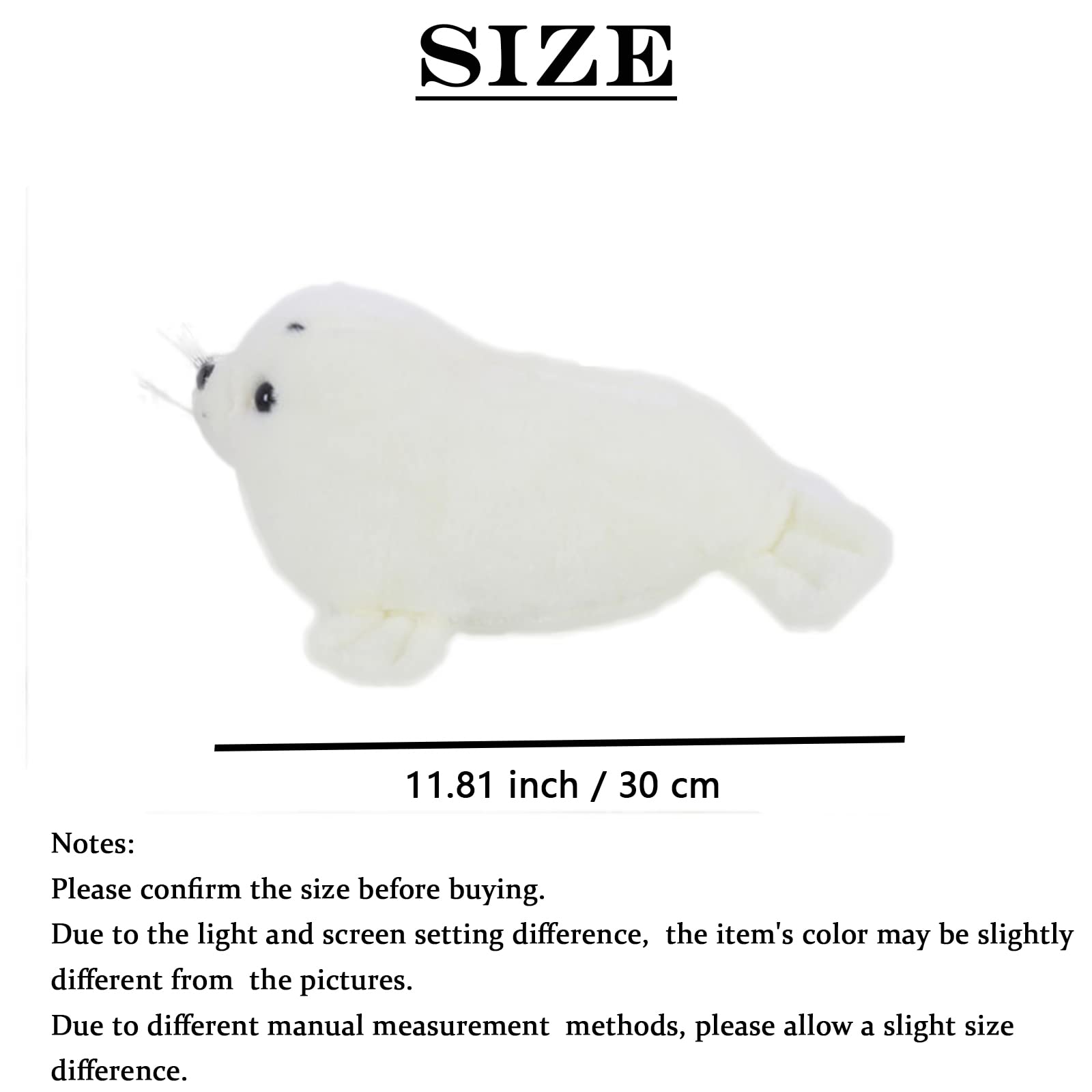 11.8 Inch White Seal Plush Stuffed Animal - Soft Cute Kawaii Pillow Toy for Kids by zhidiloveyou