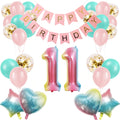 11th Birthday Balloon Set – Gradient Number 11 with Happy Birthday Banner for Girls and Boys