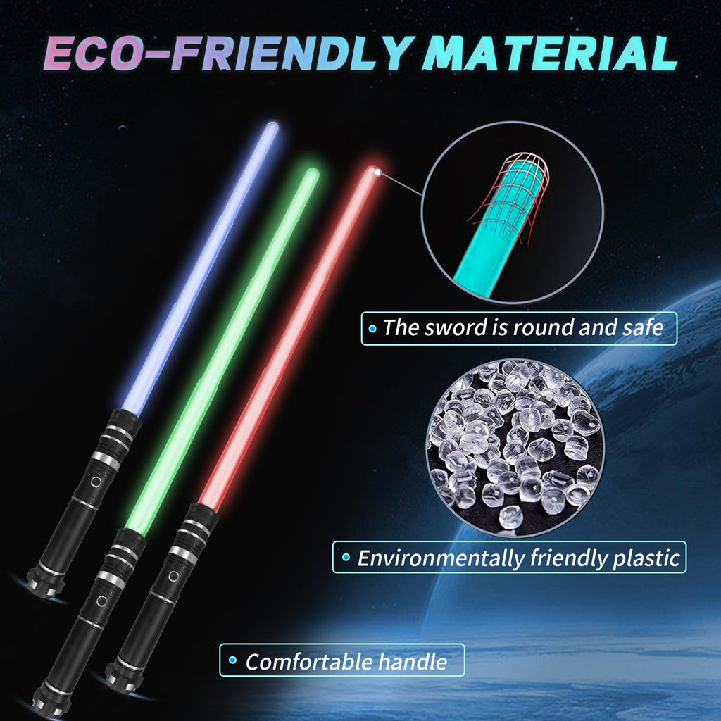 12-Color Expandable Lightsaber Toy with Sound Effects and Mute Mode – 2-in-1 Double-Blade for Kids and Cosplay