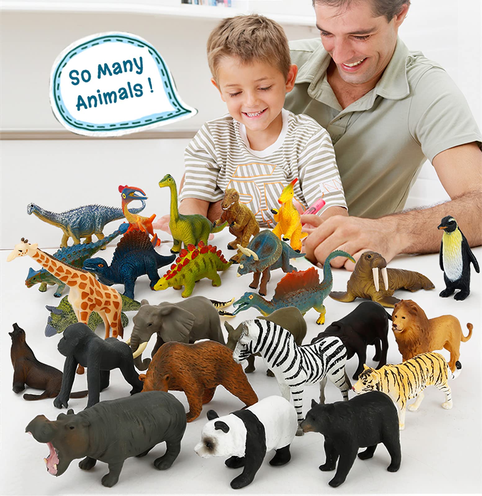 12 Dinosaur Figurines with Matching Cards – Montessori Learning Toy Set for Kids Age 3 and Up