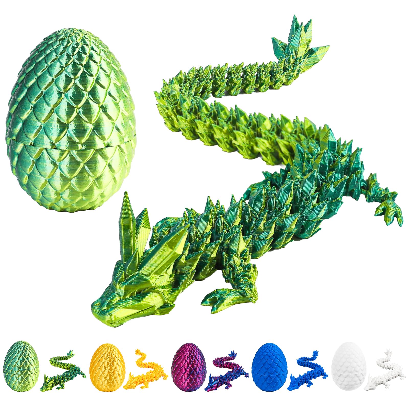 12-Inch 3D Printed Dragon Egg with Dragon Inside – Laser Yellow Green Fidget Toy Executive Desk Decor