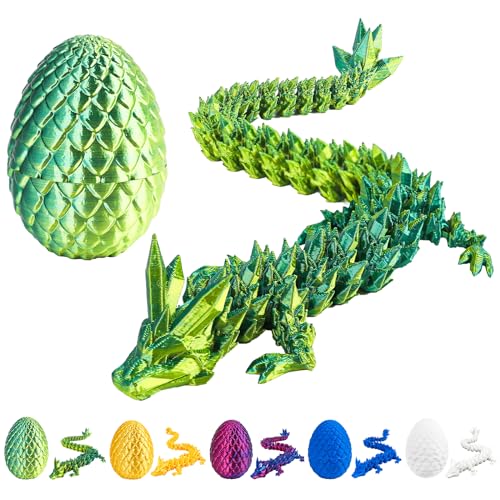12-Inch 3D Printed Dragon Egg with Dragon Inside – Laser Yellow Green Fidget Toy Executive Desk Decor