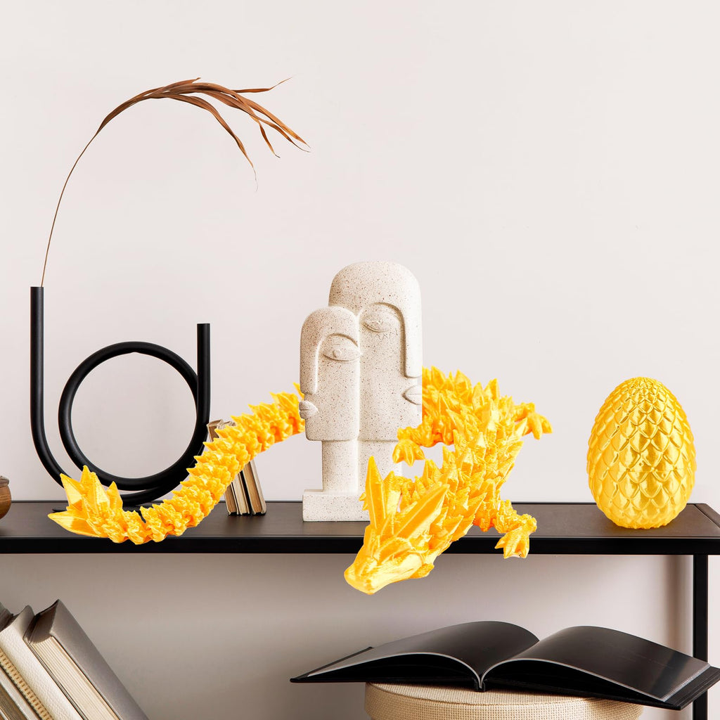 12-Inch 3D Printed Dragon Egg with Dragon Inside – Laser Yellow Green Fidget Toy Executive Desk Decor