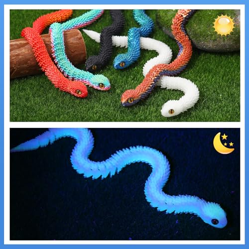 12-Inch 3D Printed Snake Toys – 6 Pack Flexible PLA Figures for Desk Decor and Stress Relief