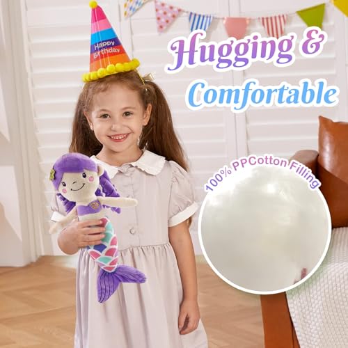 12-Inch Purple Mermaid Plush Toy – Soft Mermaid Princess Stuffed Animal with Glitter Heart, Safe for Toddlers