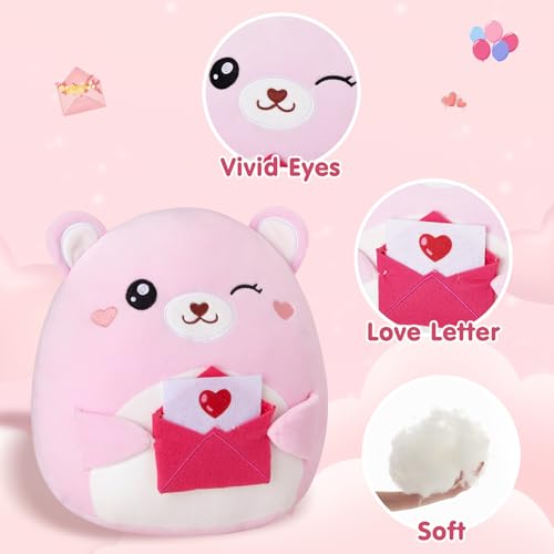 12-Inch Valentine Teddy Bear Plush with Love Letter – Soft Cuddly Pillow for Kids and Girlfriends