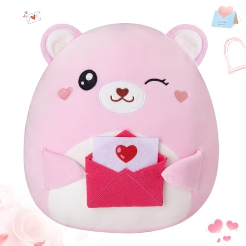 12-Inch Valentine Teddy Bear Plush with Love Letter – Soft Cuddly Pillow for Kids and Girlfriends