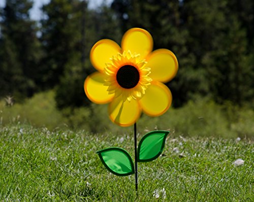 12-Inch Yellow Sunflower Wind Spinner by In the Breeze – Weather-Resistant Fabric & Fiberglass Frame for Yard or Garden
