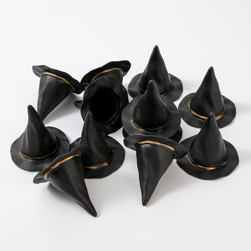 12 Mini Plastic Witch Hats for Halloween Crafts & Decor – 2.95 Inch Wizard Hats, Party Supplies