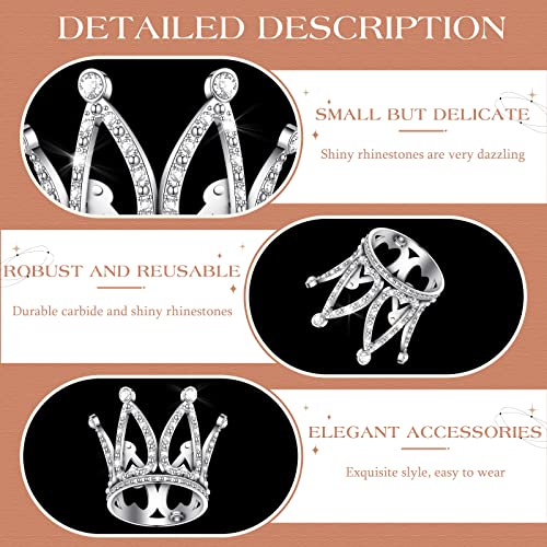 12 Mini Silver Crown Cake Toppers - Alloy Crystal Princess Headpiece for Wedding, Baby Shower, Birthday