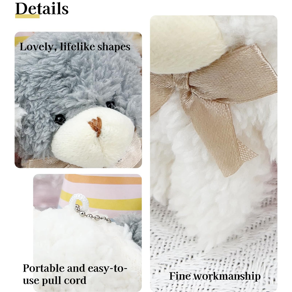 12 Mini Stuffed Teddy Bears with Keychains – 4.7 Inch Plush Bears in White, Brown, Grey for Party Favors and DIY Crafts