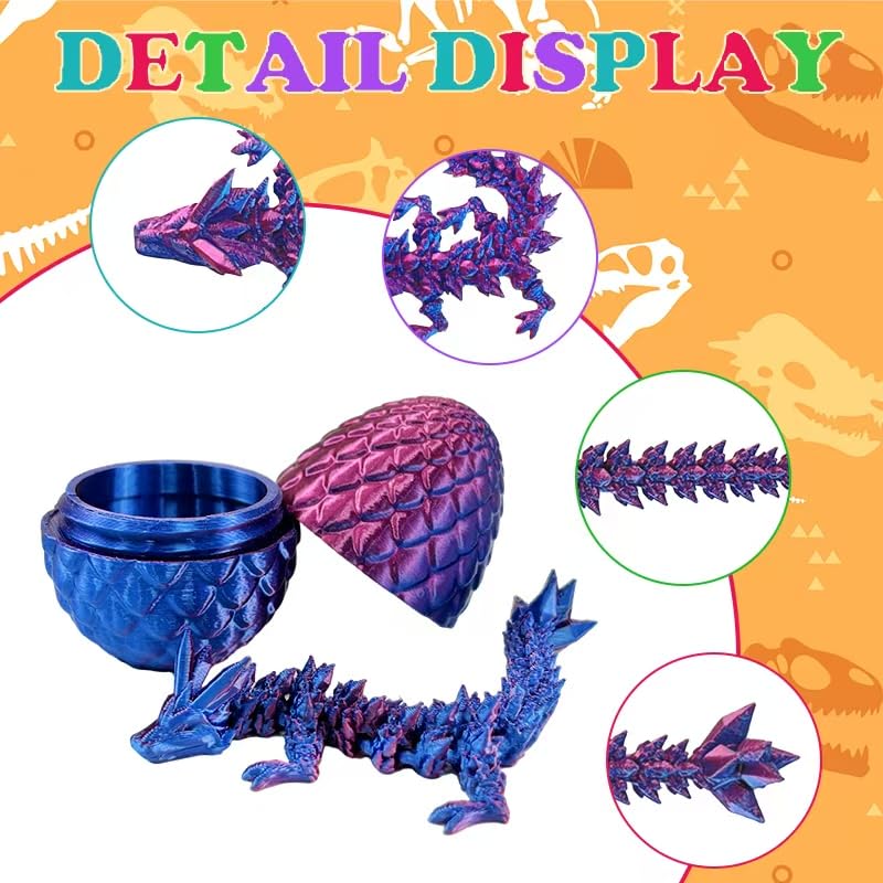 12-Pack 3D Printed Dragon Eggs with Hidden Dragons Inside - Collectible Toys for Kids, Easter Gifts & Party Favors