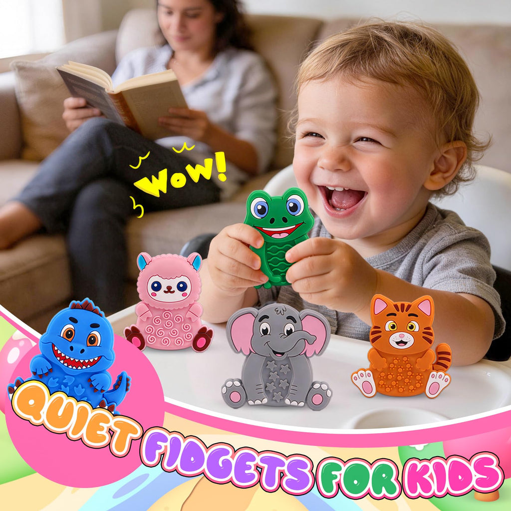 12-Pack Animal Sensory Toys – Silicone Fidgets for Toddlers, Travel, and Classroom Calming