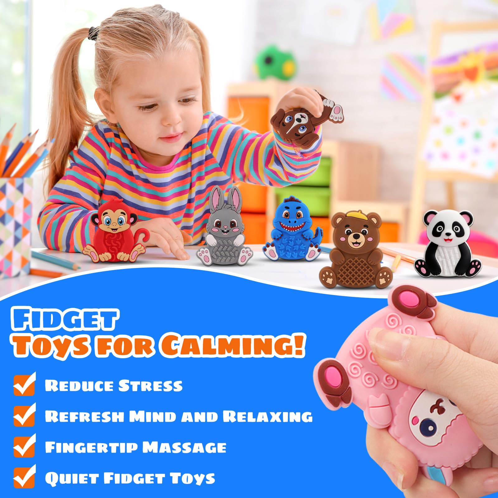 12-Pack Animal Sensory Toys – Silicone Fidgets for Toddlers, Travel, and Classroom Calming