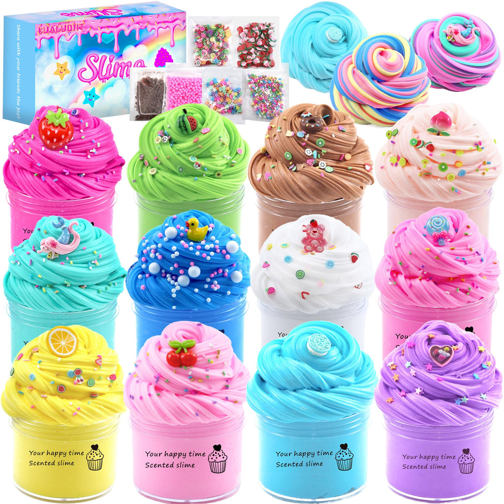 12-Pack Butter Slime Kit with Cake Charms – Soft, Non-Sticky Stress Relief Toy for Kids, Party Favors & Easter Basket Stuffers