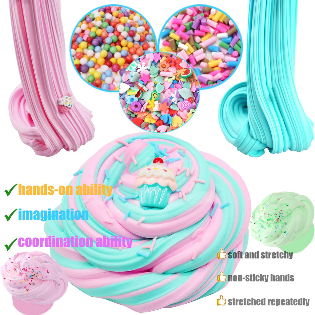 12-Pack Butter Slime Kit with Cake Charms – Soft, Non-Sticky Stress Relief Toy for Kids, Party Favors & Easter Basket Stuffers