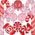 12-Pack Christmas Candy Balloon Set – Candy Cane, Sweet Candy & Lollipop Mylar Balloons in Red & Pink for Candyland Theme Party Decor
