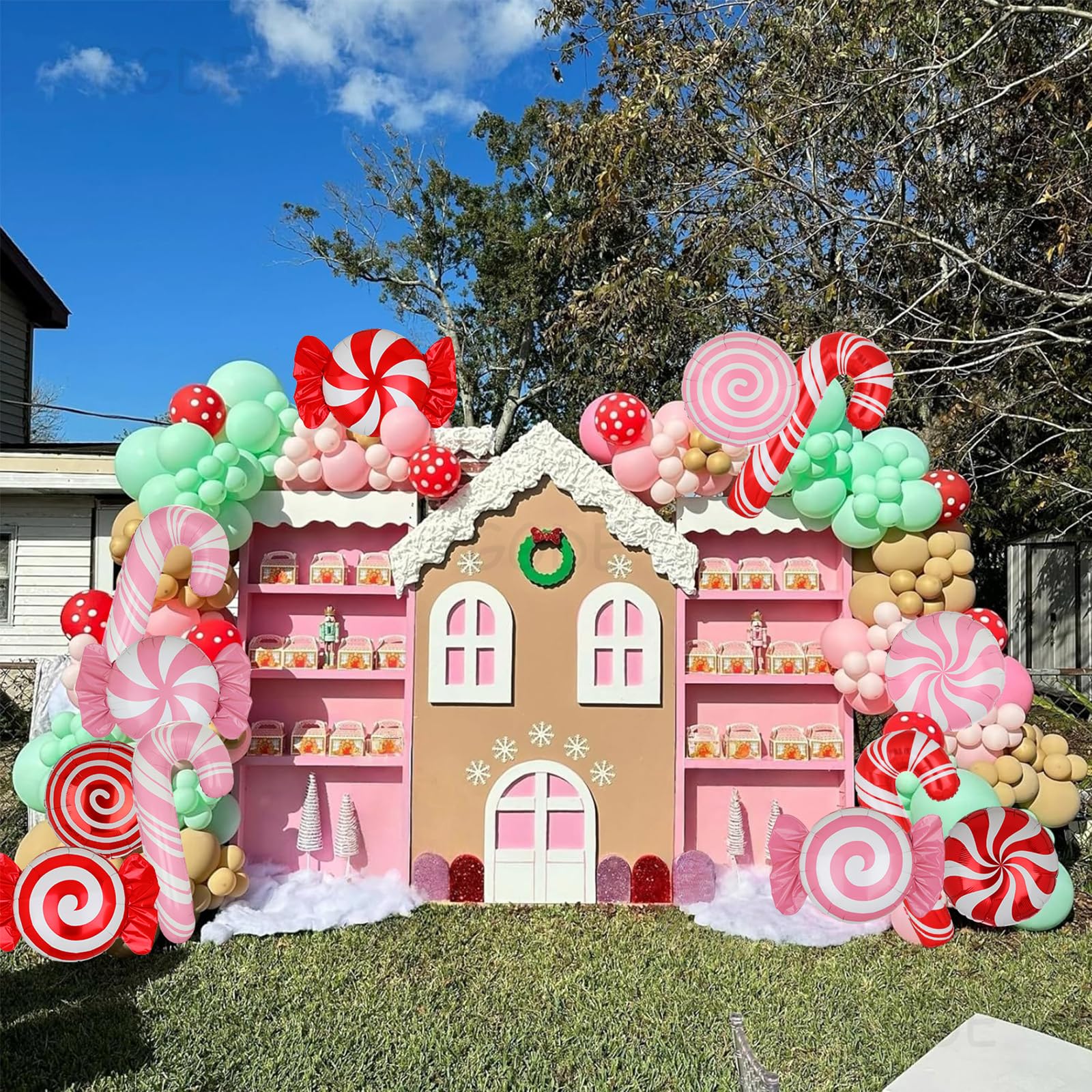 12-Pack Christmas Candy Balloon Set – Candy Cane, Sweet Candy & Lollipop Mylar Balloons in Red & Pink for Candyland Theme Party Decor