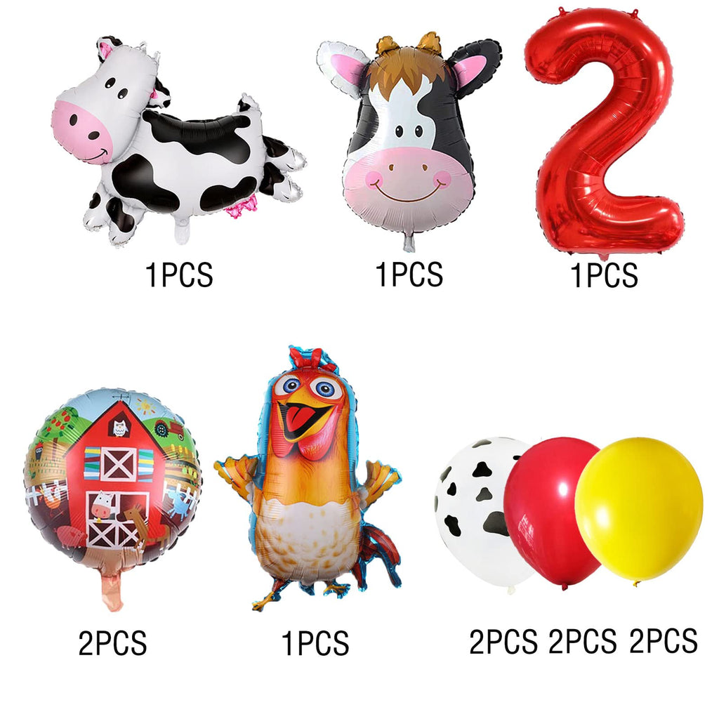 12-Pack Farm Animal Foil Balloons for 2nd Birthday Party Decorations – Safe Aluminum Balloons for Kids' Barnyard Theme Baby Shower