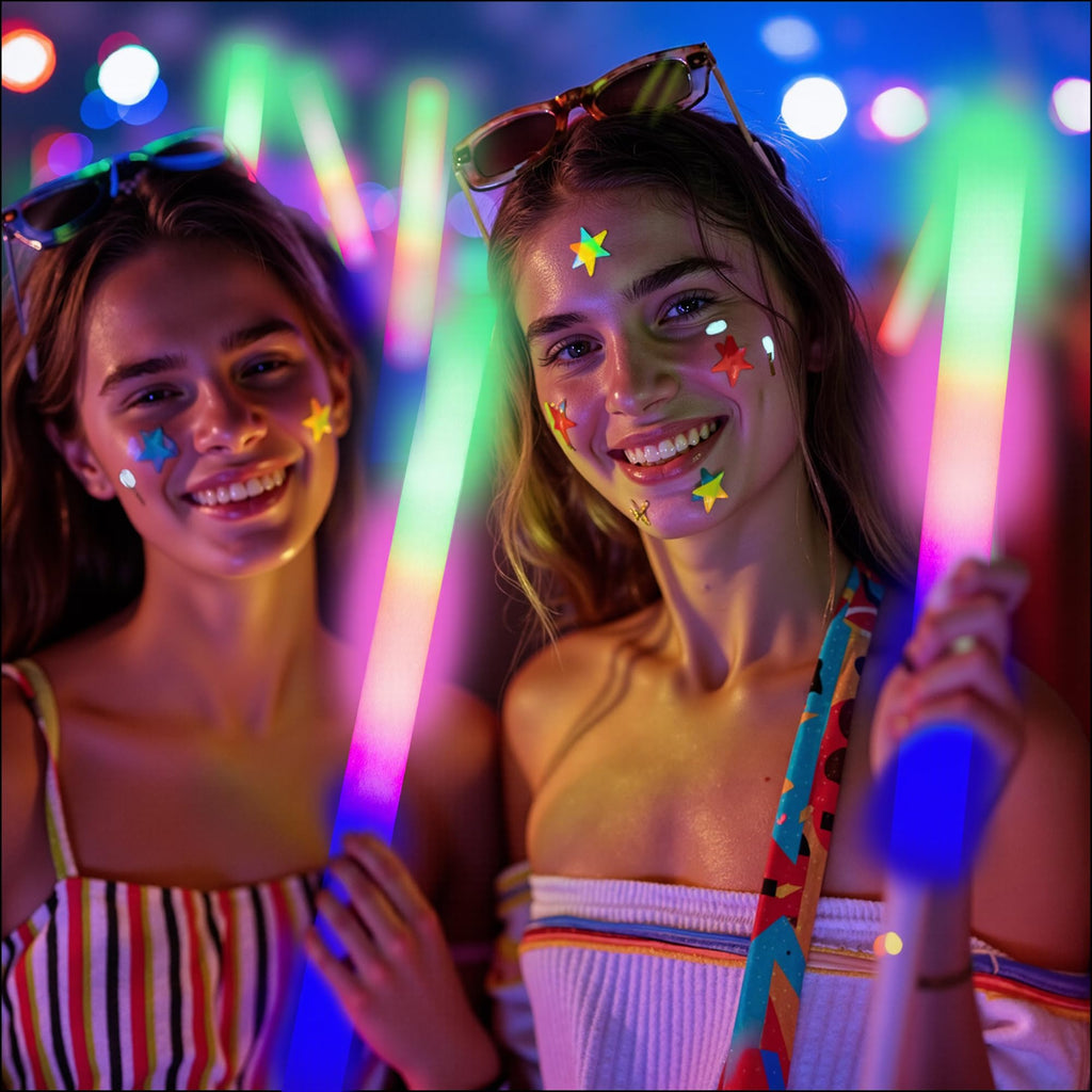 12 Pack Foam Glow Sticks with 3 Modes – Bendable LED Party Lights for Weddings, Halloween, and More