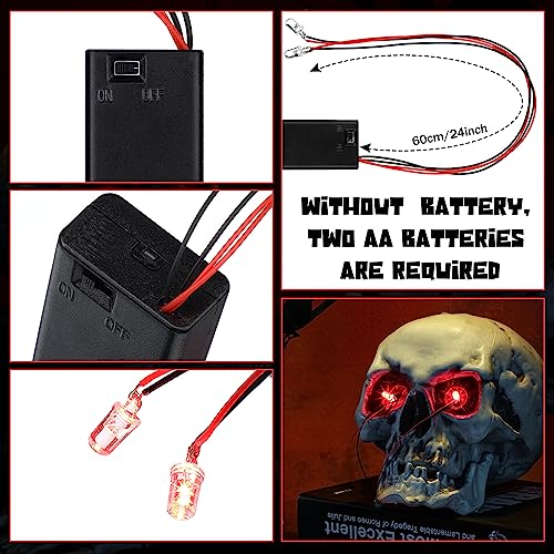 12-Pack Halloween LED Glowing Eyes for Masks | Red Light, 24-Inch Wire, Battery Operated