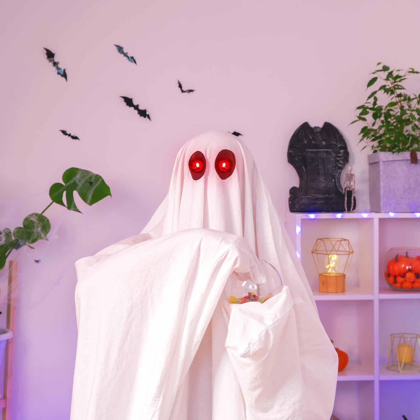 12-Pack Halloween LED Glowing Eyes for Masks | Red Light, 24-Inch Wire, Battery Operated