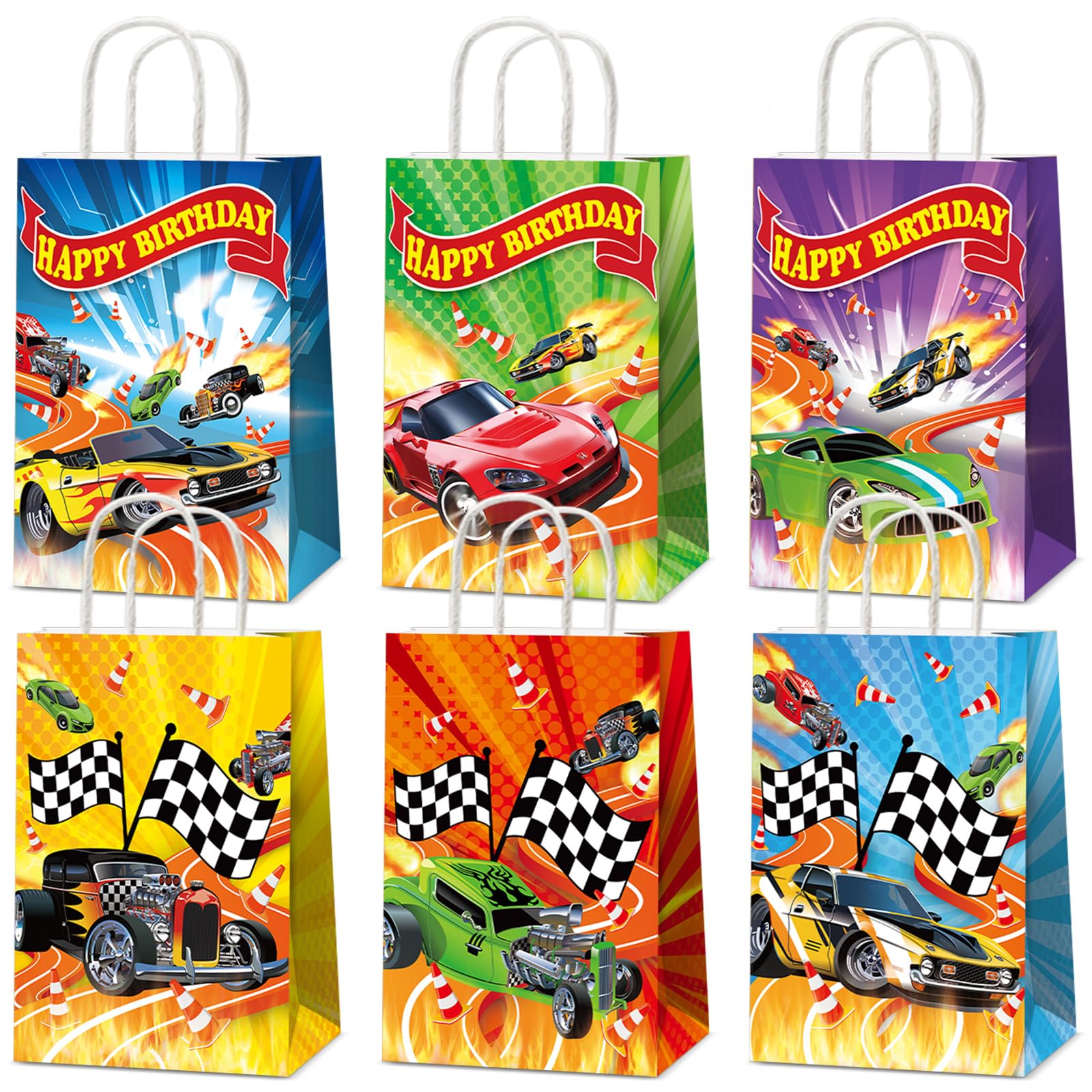 12 Pack Hot Car Party Favor Bags – Race Car Themed Goodie Bags for Birthday Baby Shower