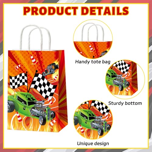 12 Pack Hot Car Party Favor Bags – Race Car Themed Goodie Bags for Birthday Baby Shower
