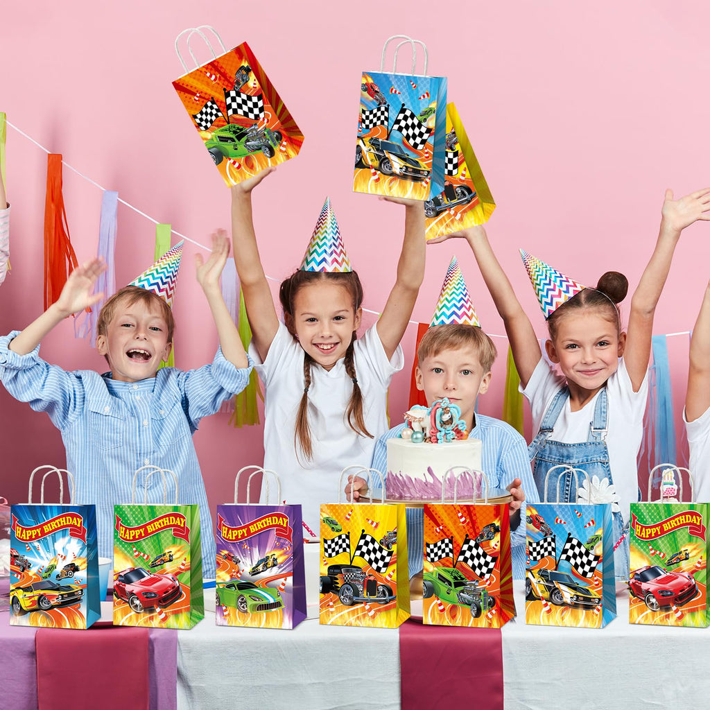 12 Pack Hot Car Party Favor Bags – Race Car Themed Goodie Bags for Birthday Baby Shower