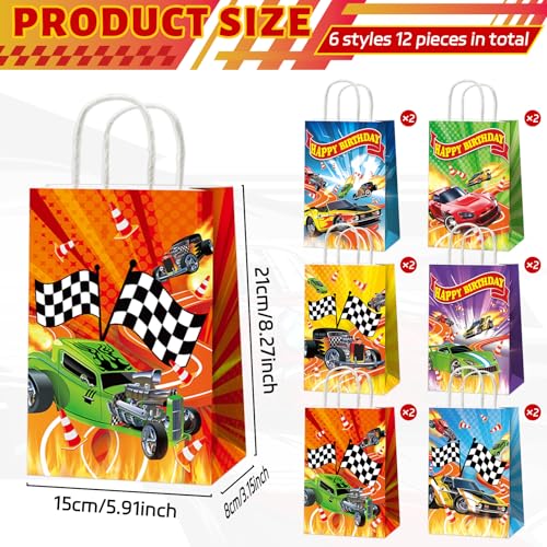 12 Pack Hot Car Party Favor Bags – Race Car Themed Goodie Bags for Birthday Baby Shower