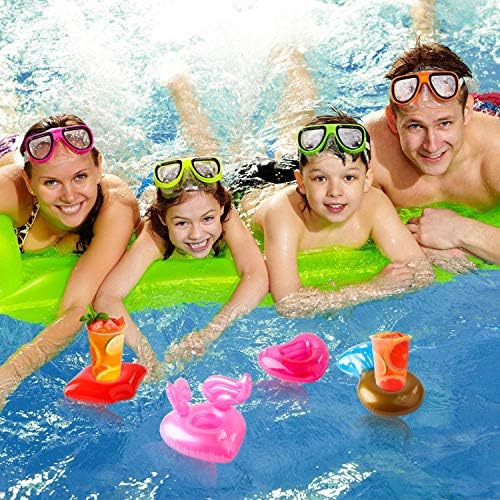 12-Pack Inflatable Pool Drink Holders – Multi-Shape Floating Coasters for Pool Parties, Bath Time & Kids' Water Toys by GROBRO7