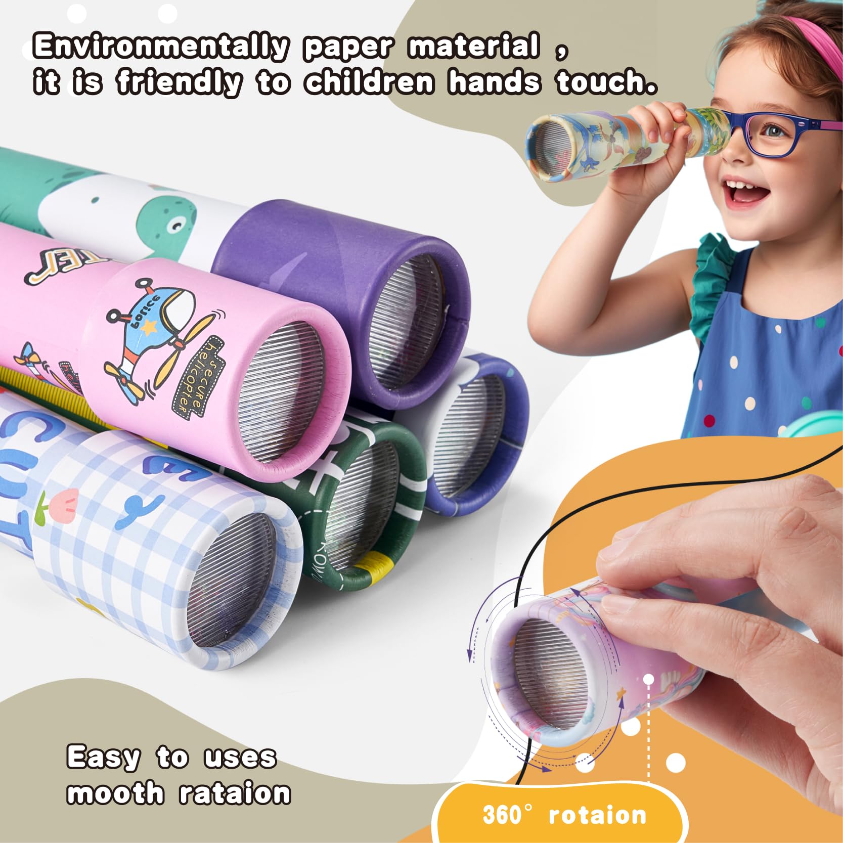 12 Pack Kaleidoscopes for Kids - Party Favors, Classroom Prizes, Birthday Gifts