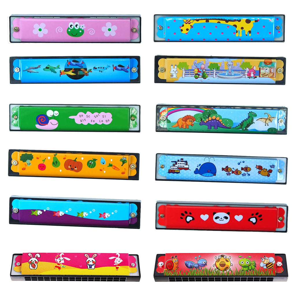 12-Pack Kids Harmonicas - 16-Hole Musical Toy for Party Favors, Goodie Bags, Classroom Prizes for Ages 4+
