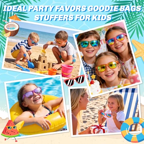 12 Pack Kids Sunglasses for Ages 3-8 – Bulk Neon Sunglasses with UV 400 Protection for Party Favors, Goodie Bags, and Classroom Gifts by GIFTINBOX