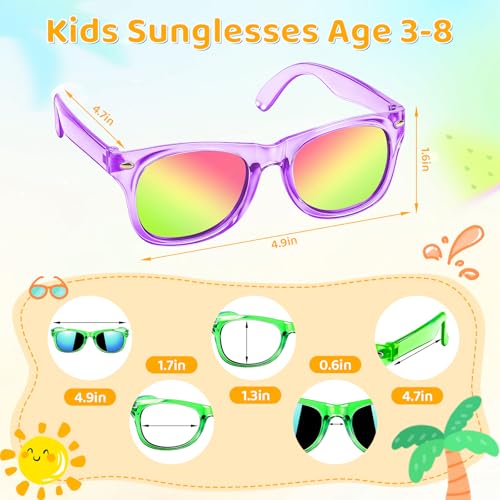 12-Pack Lifree Kids Sunglasses Bulk Party Favors - UV400 Protection for Ages 3-8, Neon Colors for Pool and Birthday Parties