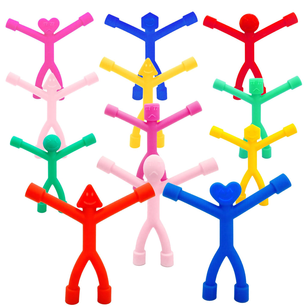 12-Pack Magnetic People Figures – Silicone Bendable Toys for Travel, Fridge, Whiteboard – Screen-Free Fun for Kids Ages 3+