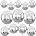 12-Pack Metallic Silver 4D Foil Balloons – 22", 15", 10" Sizes for Parties