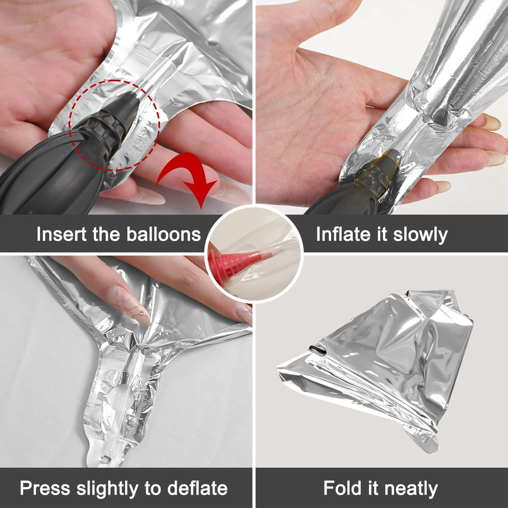 12-Pack Metallic Silver 4D Foil Balloons – 22", 15", 10" Sizes for Parties
