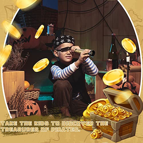 12-Pack Pirate Telescope Toys for Kids - Adjustable Spyglass Party Favors in Black & Bronze