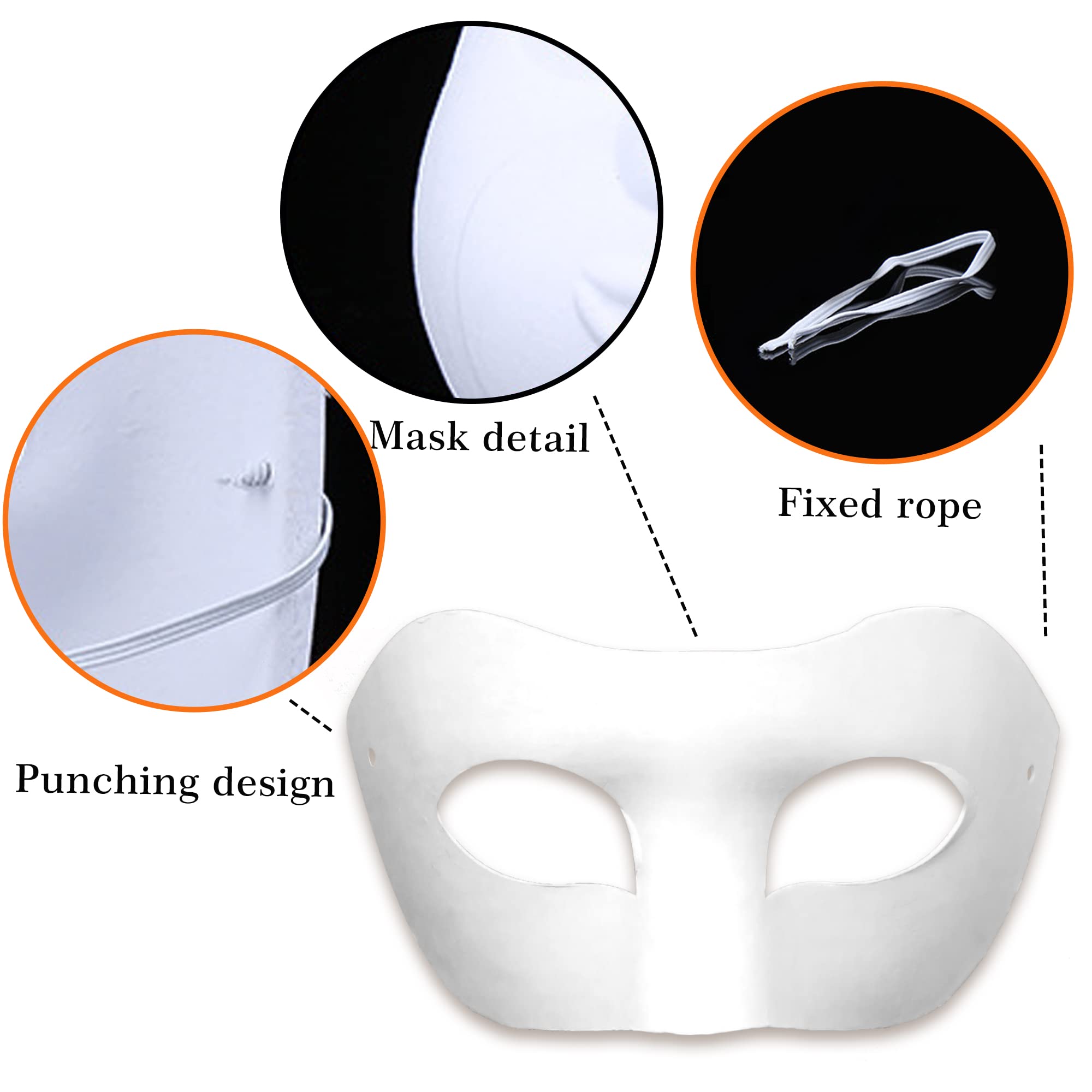 12-Pack Plain White Paper Masks for DIY Painting – Mardi Gras, Cosplay & Masquerade