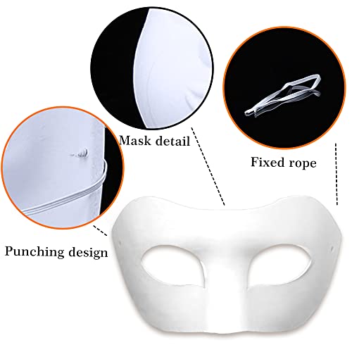 12-Pack Plain White Paper Masks for DIY Painting – Mardi Gras, Cosplay & Masquerade